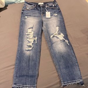 NWT Risen Size 13/31 Straight Leg High Rise Jeans